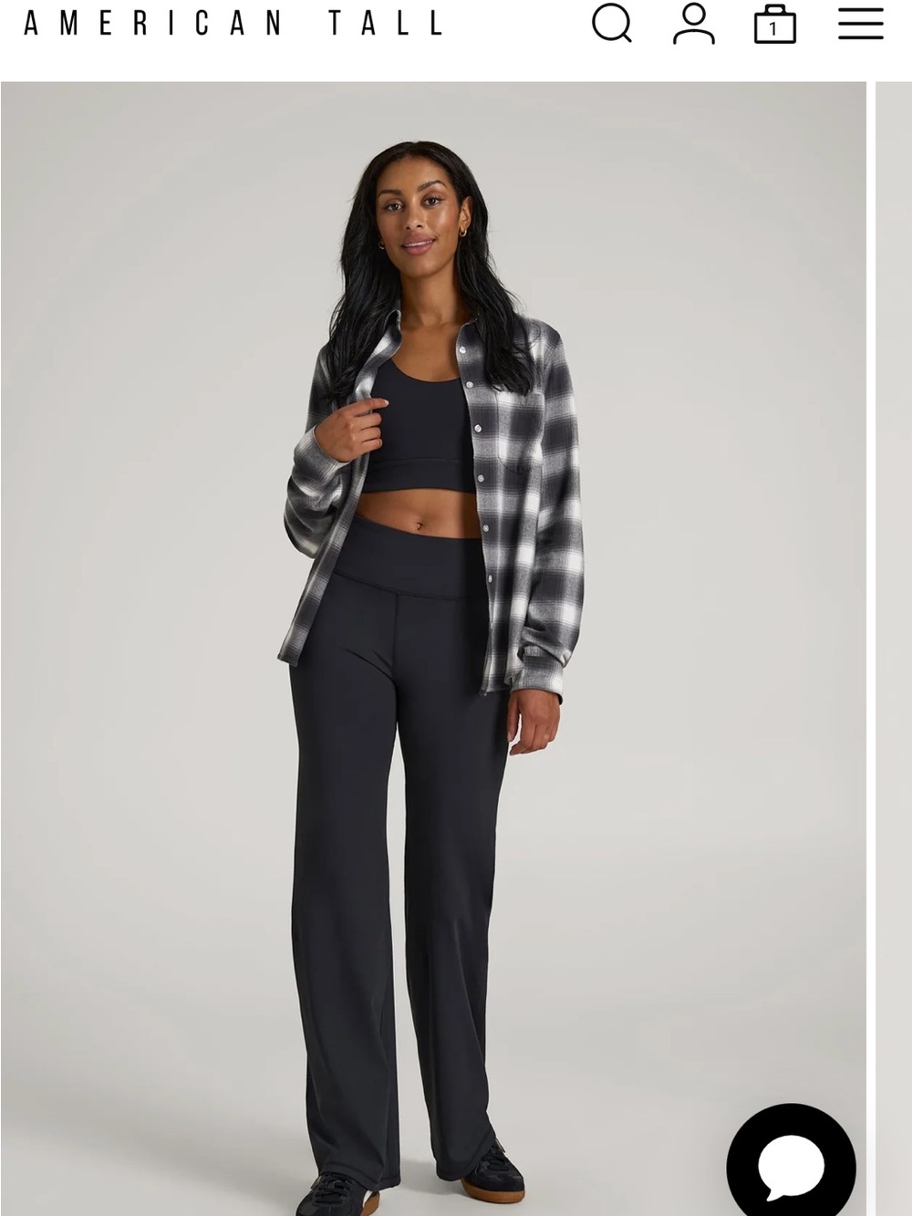 Flannel button up-Plaid white/Grey